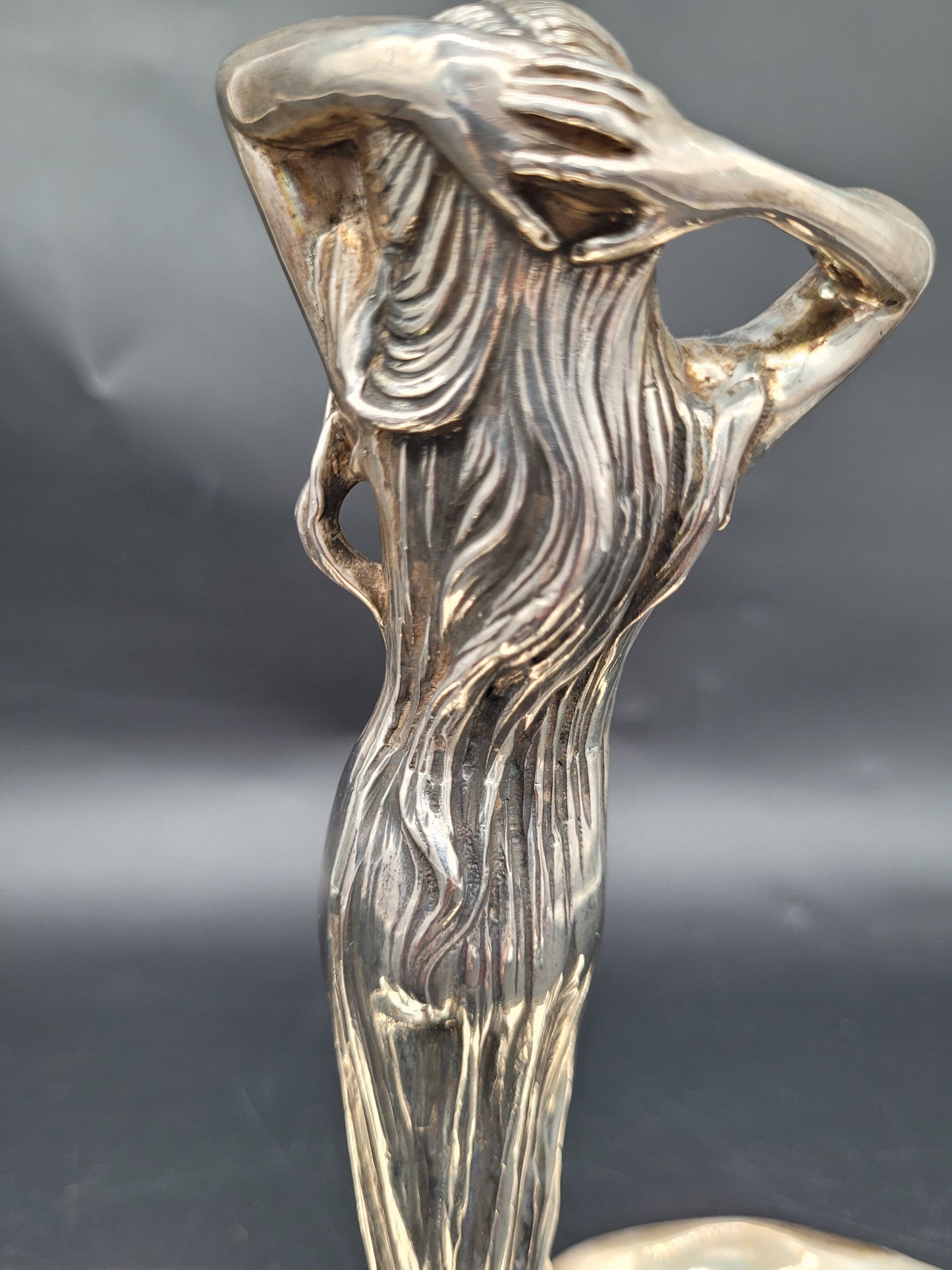 Schale Sterling Silber 925er mit Figur Jugendstil Art Nouveau 1041g