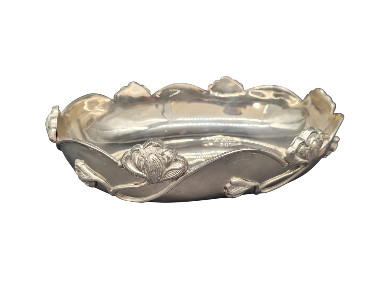 Dekorative Jugendstil Neusilber Schale Reich verziert 655g