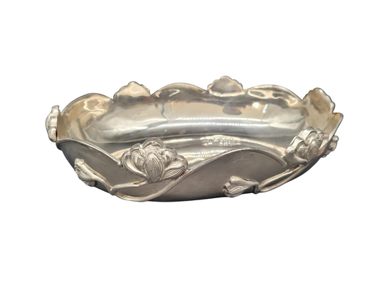 Dekorative Jugendstil Neusilber Schale Reich verziert 655g