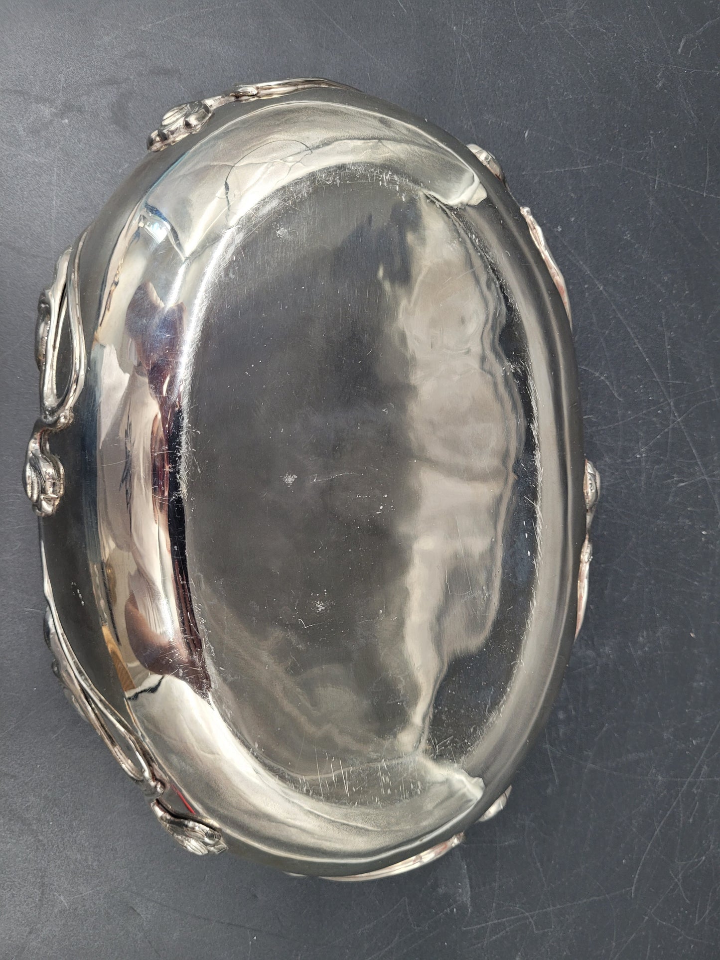 Dekorative Jugendstil Neusilber Schale Reich verziert 655g