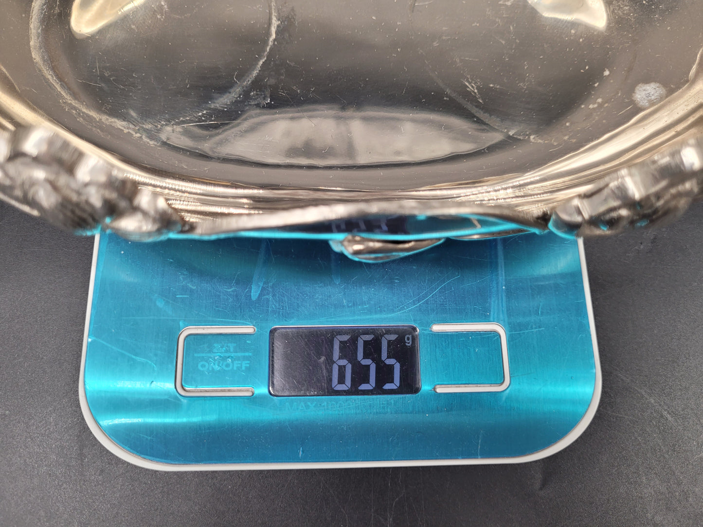 Dekorative Jugendstil Neusilber Schale Reich verziert 655g