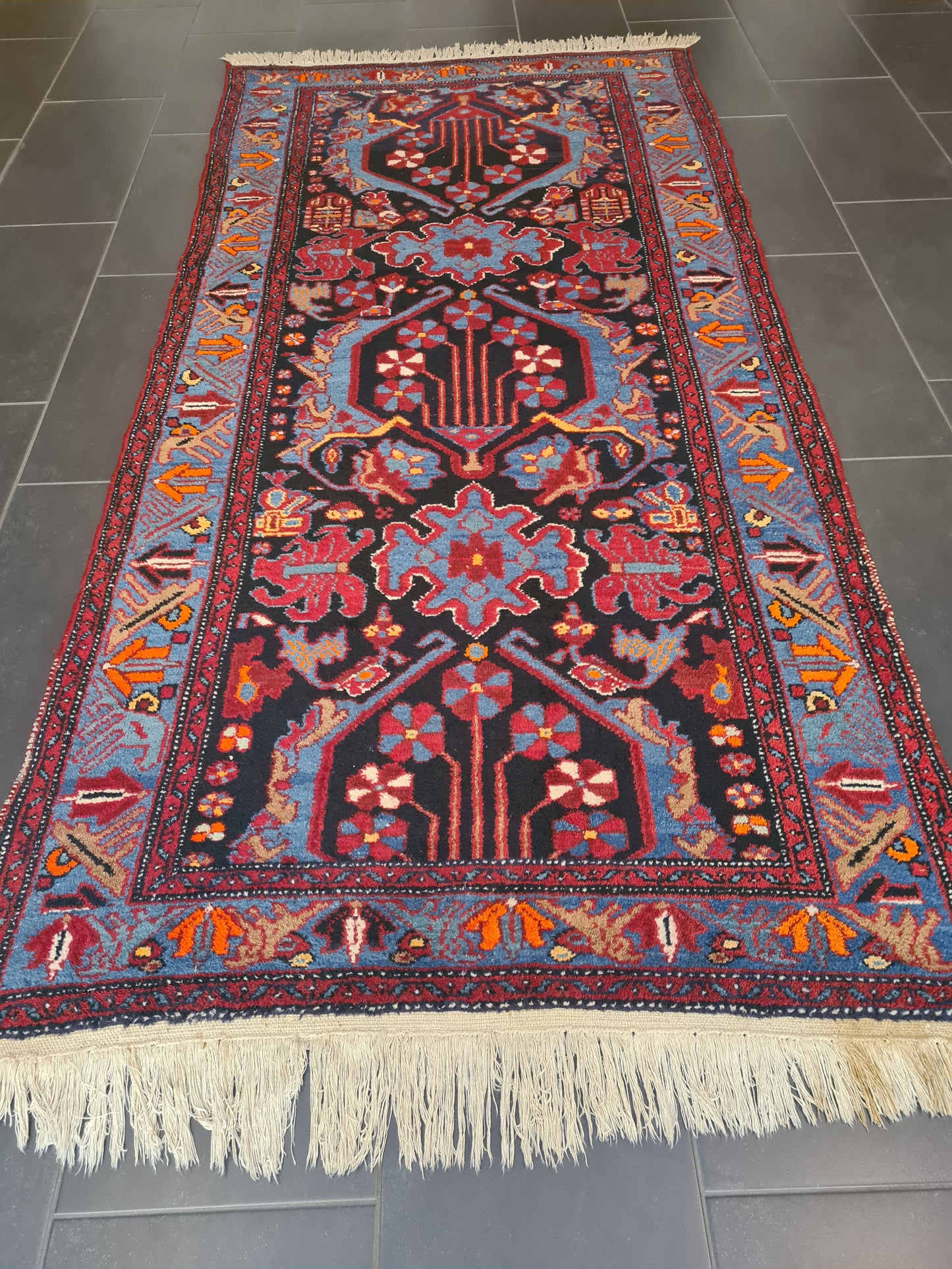 Perserteppich Orientteppich Handgeknüpfter Teppich Bidjar 245x115cm