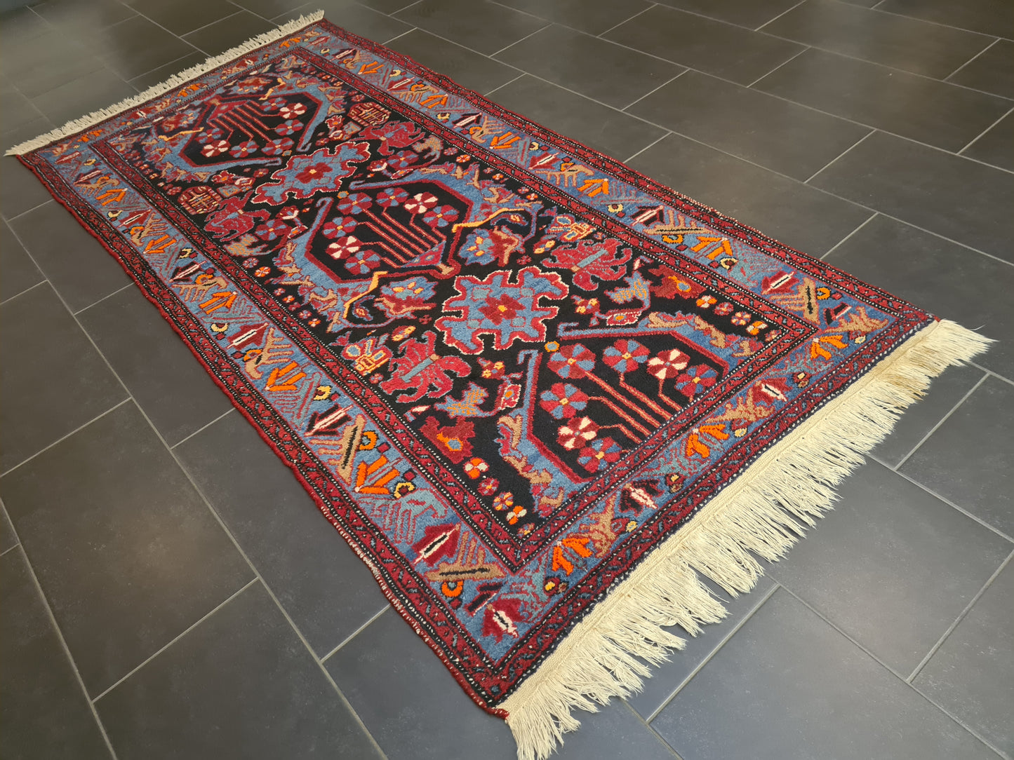 Perserteppich Orientteppich Handgeknüpfter Teppich Bidjar 245x115cm