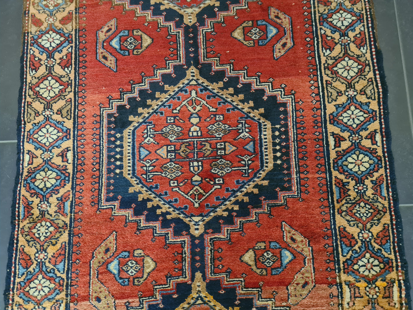 Perserteppich Orientteppich Handgeknüpfter Teppich Heris 340x100cm