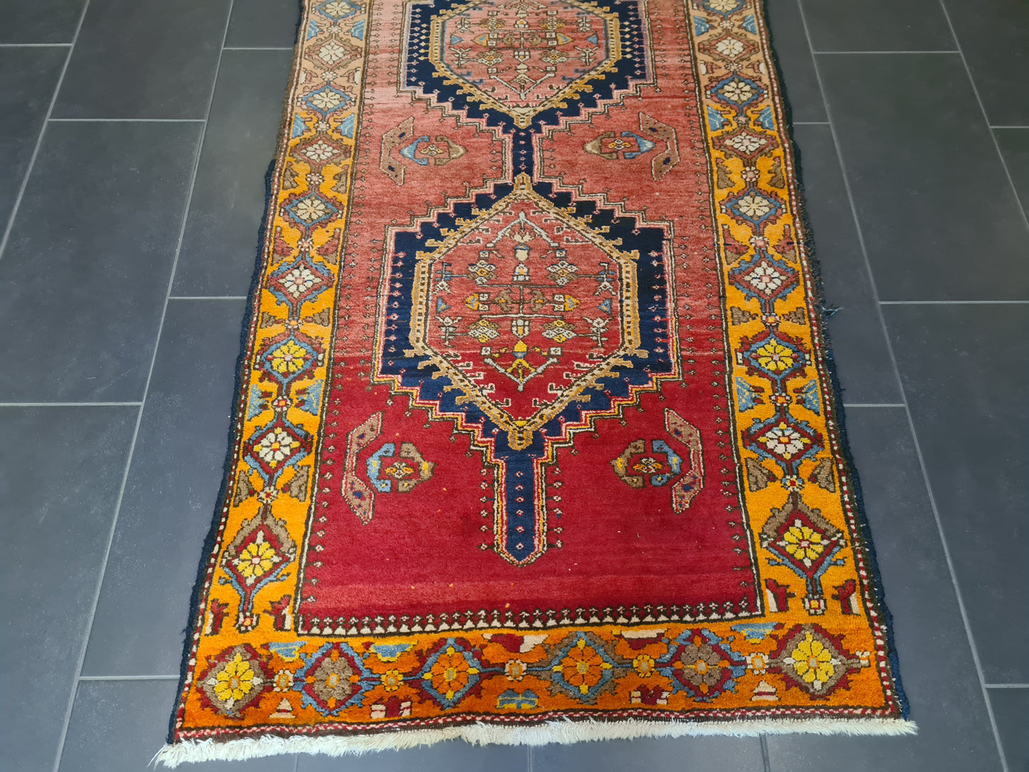 Perserteppich Orientteppich Handgeknüpfter Teppich Heris 340x100cm