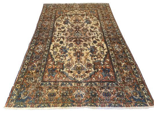 Perserteppich Orientteppich Handgeknüpfter Teppich Isfahan 205x135cm