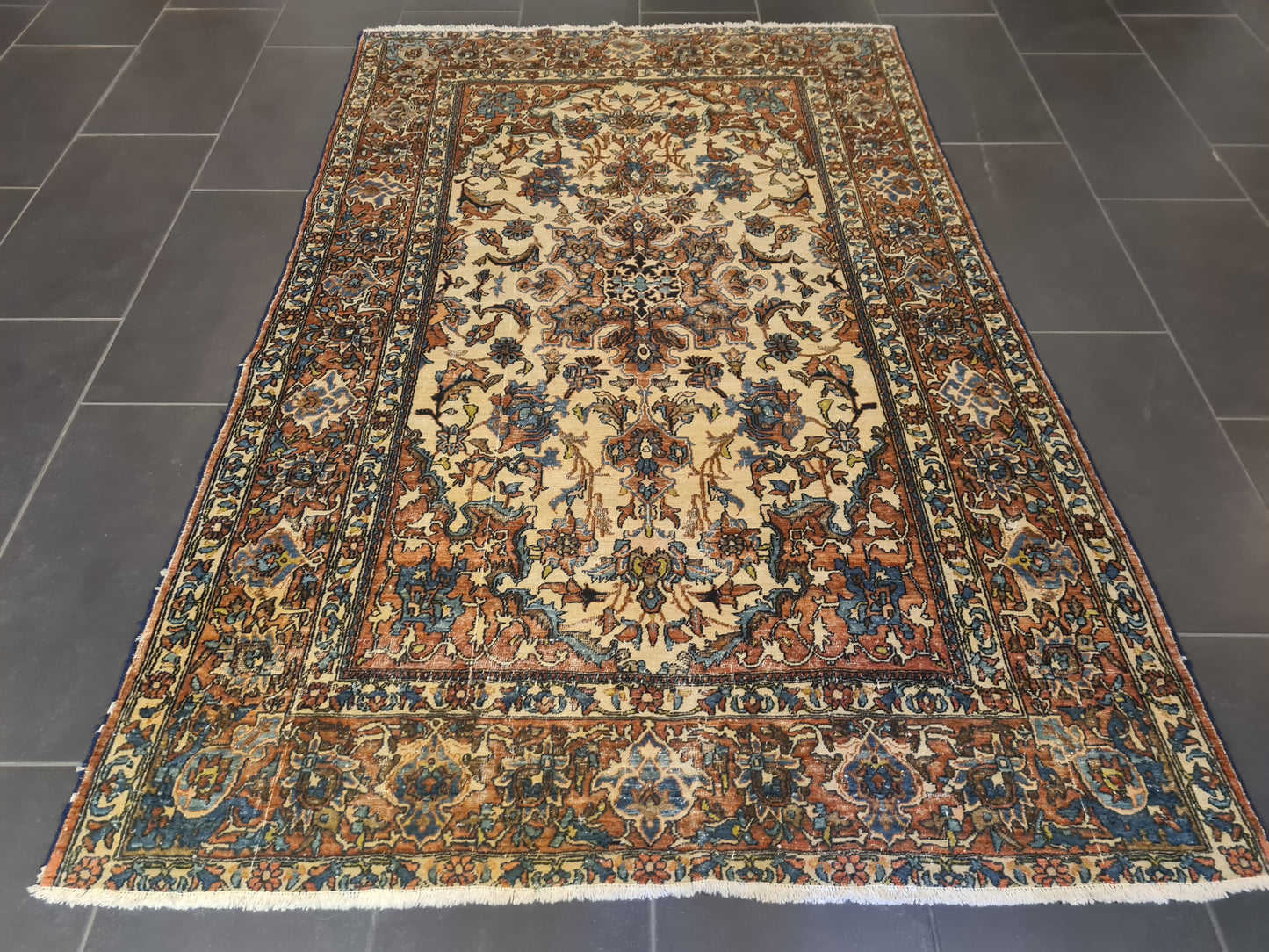 Perserteppich Orientteppich Handgeknüpfter Teppich Isfahan 205x135cm