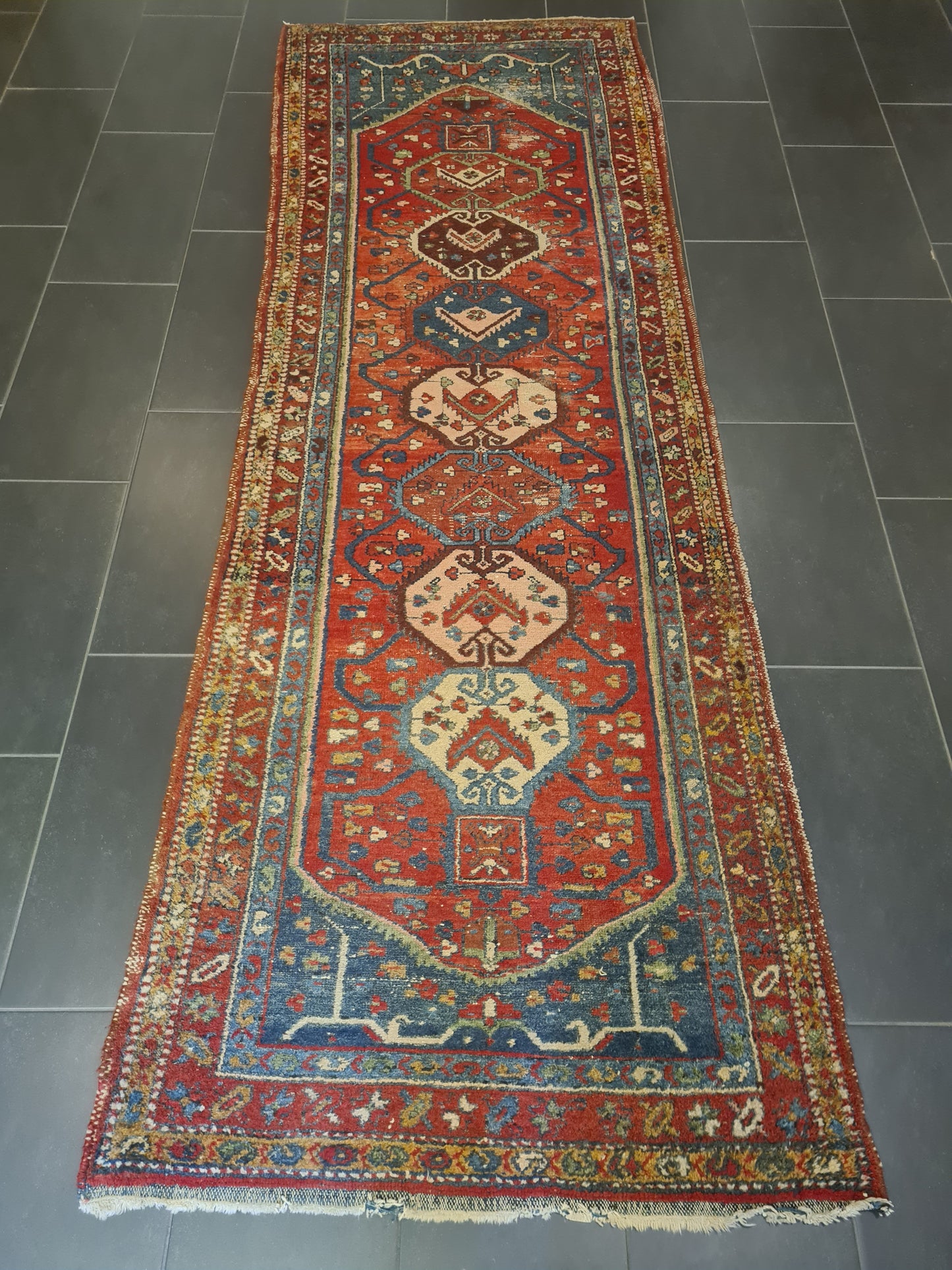 Perserteppich Orientteppich Handgeknüpfter Teppich Heris 305x105cm