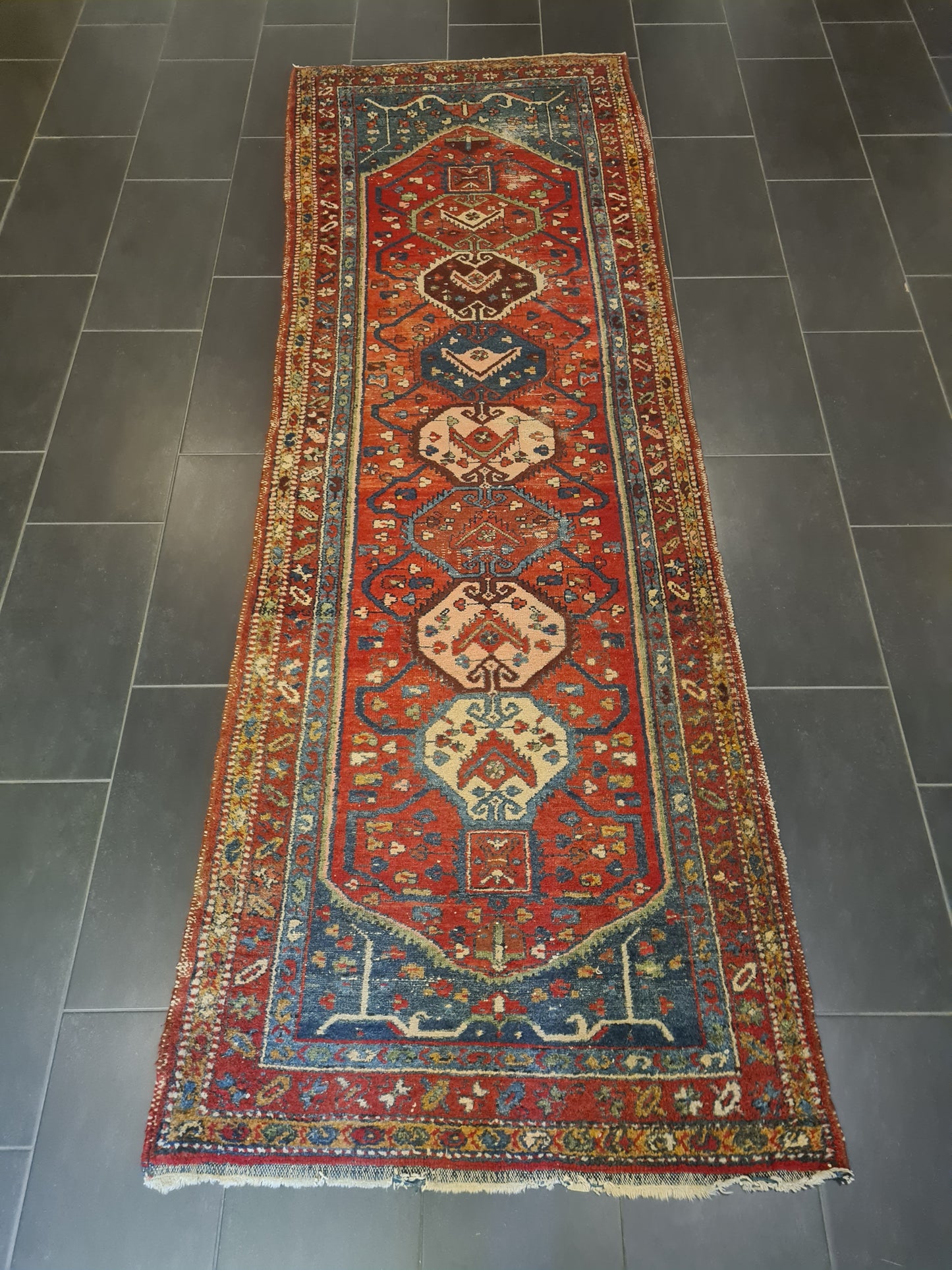 Perserteppich Orientteppich Handgeknüpfter Teppich Heris 305x105cm