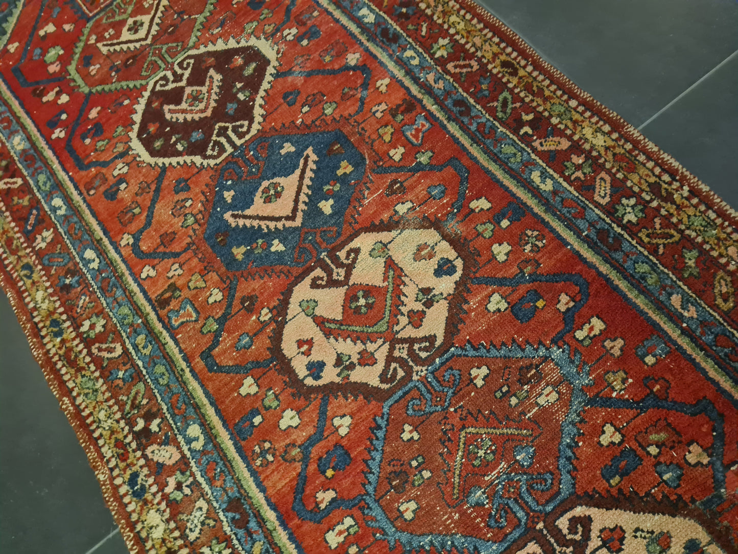 Perserteppich Orientteppich Handgeknüpfter Teppich Heris 305x105cm