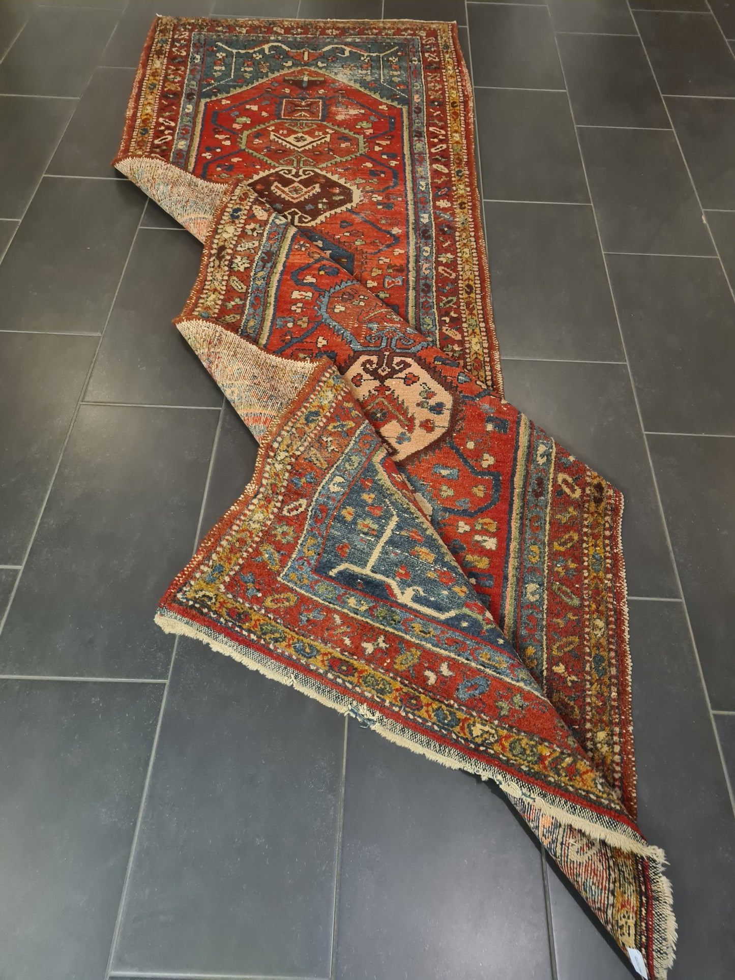 Perserteppich Orientteppich Handgeknüpfter Teppich Heris 305x105cm