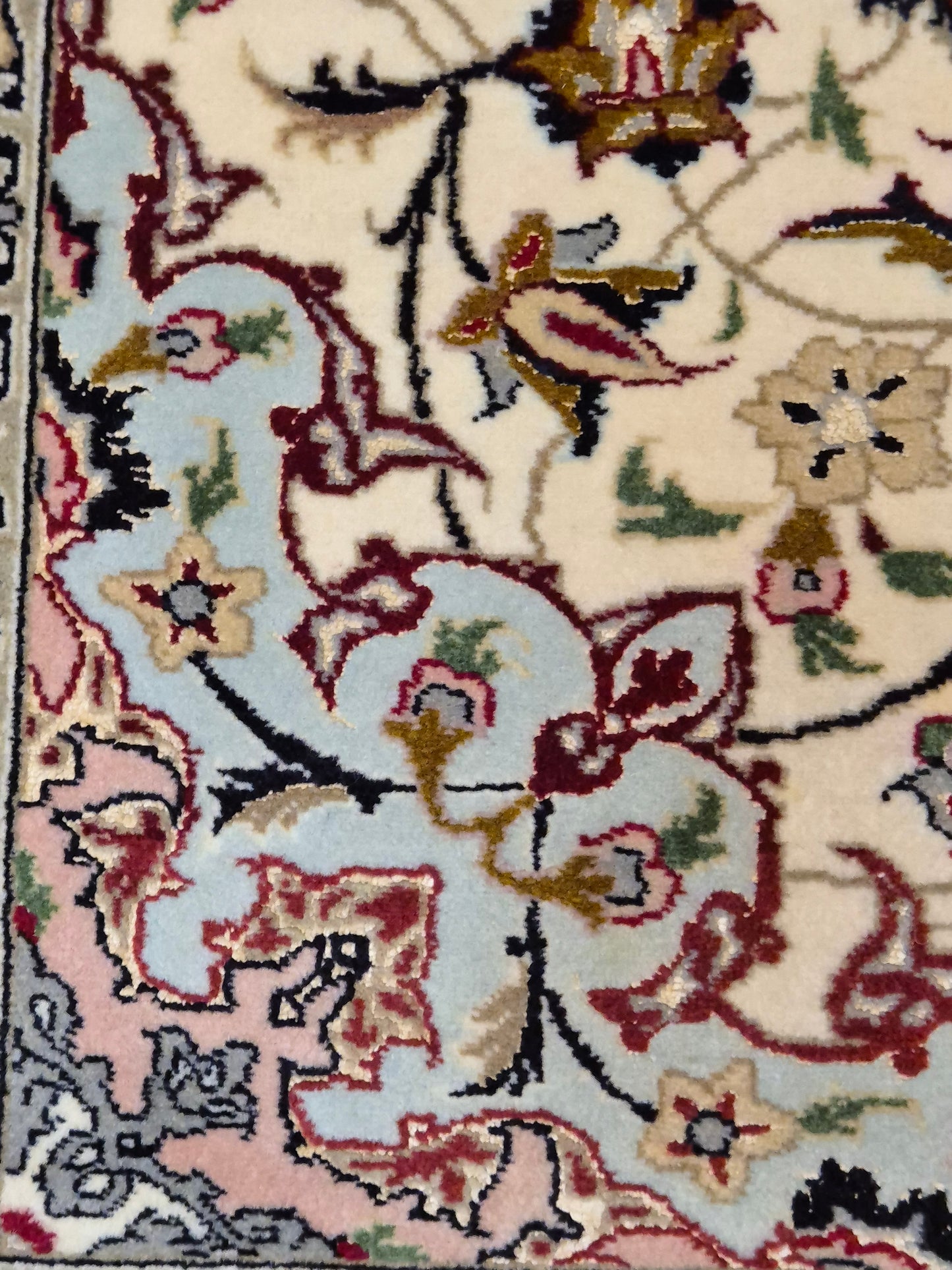 Täbriz Teppich Korkwolle und Seide florales Medaillon