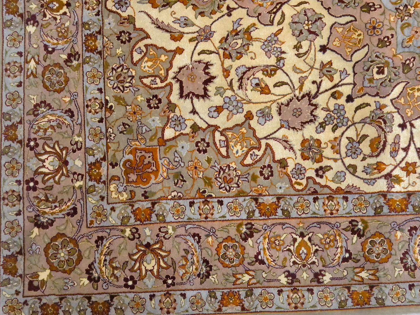 Isfahan Teppich Korkwolle mit Seide auf Seide feine Knüpfung