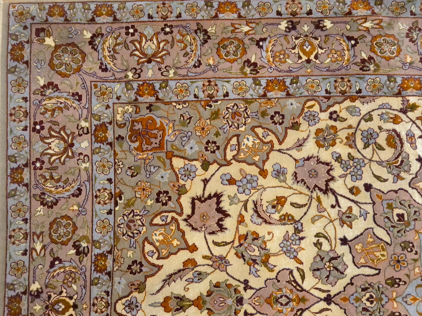 Isfahan Teppich Korkwolle mit Seide auf Seide feine Knüpfung