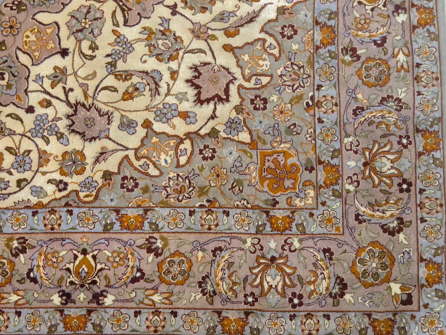 Isfahan Teppich Korkwolle mit Seide auf Seide feine Knüpfung