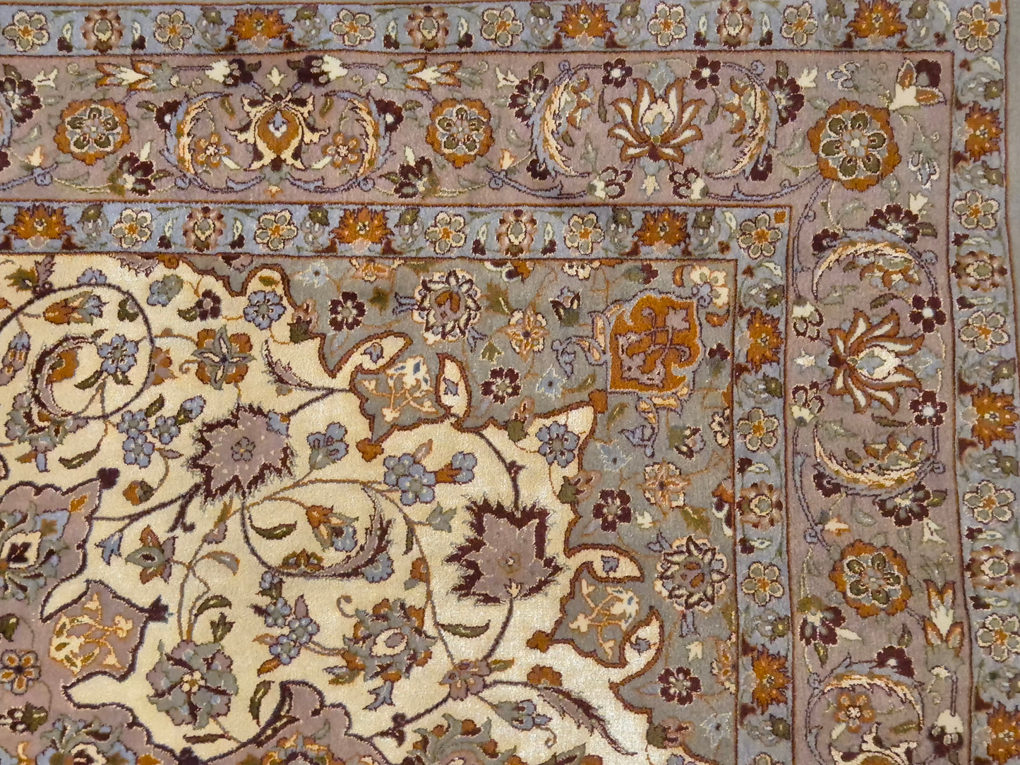 Isfahan Teppich Korkwolle mit Seide auf Seide feine Knüpfung