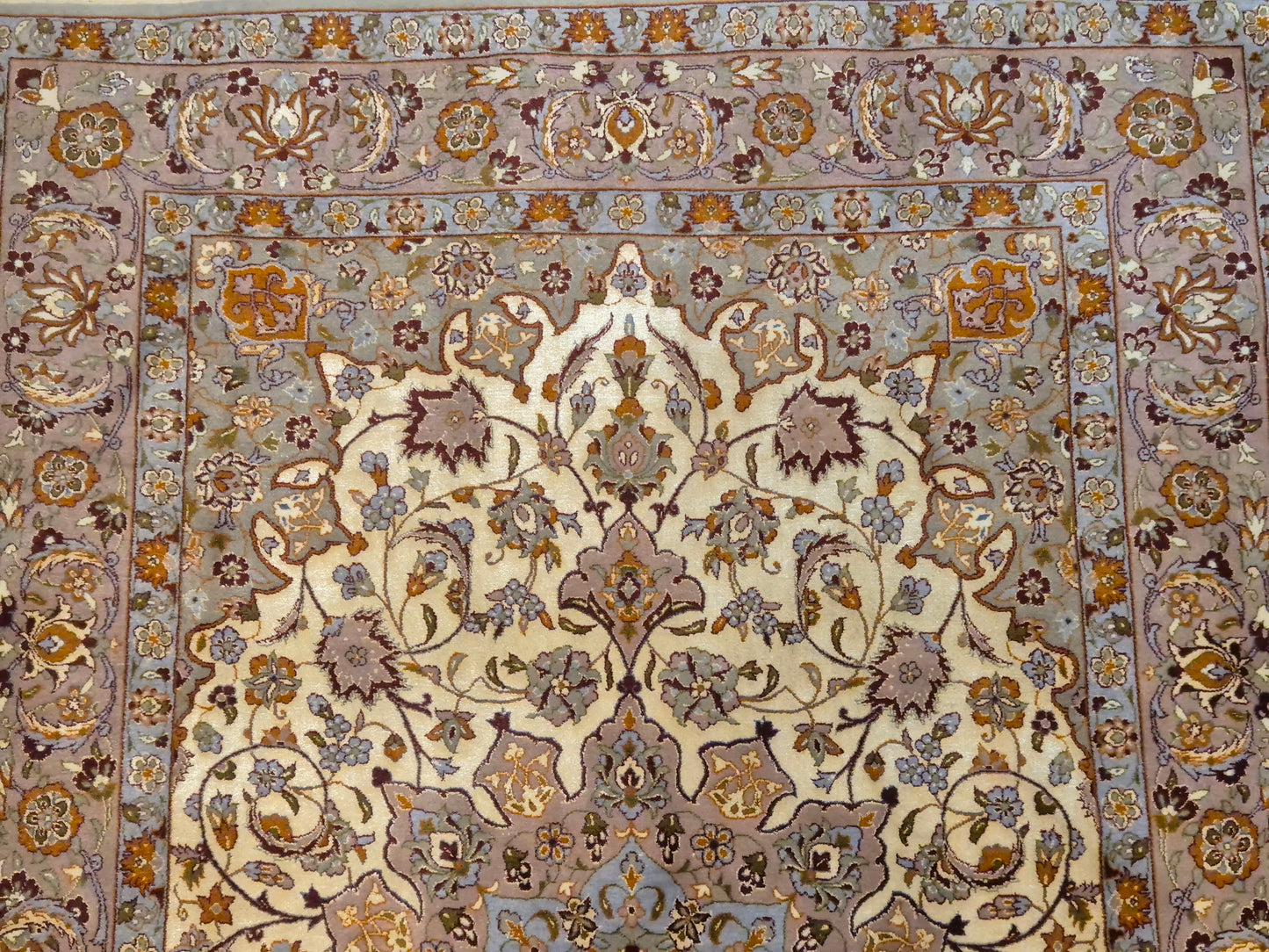 Isfahan Teppich Korkwolle mit Seide auf Seide feine Knüpfung