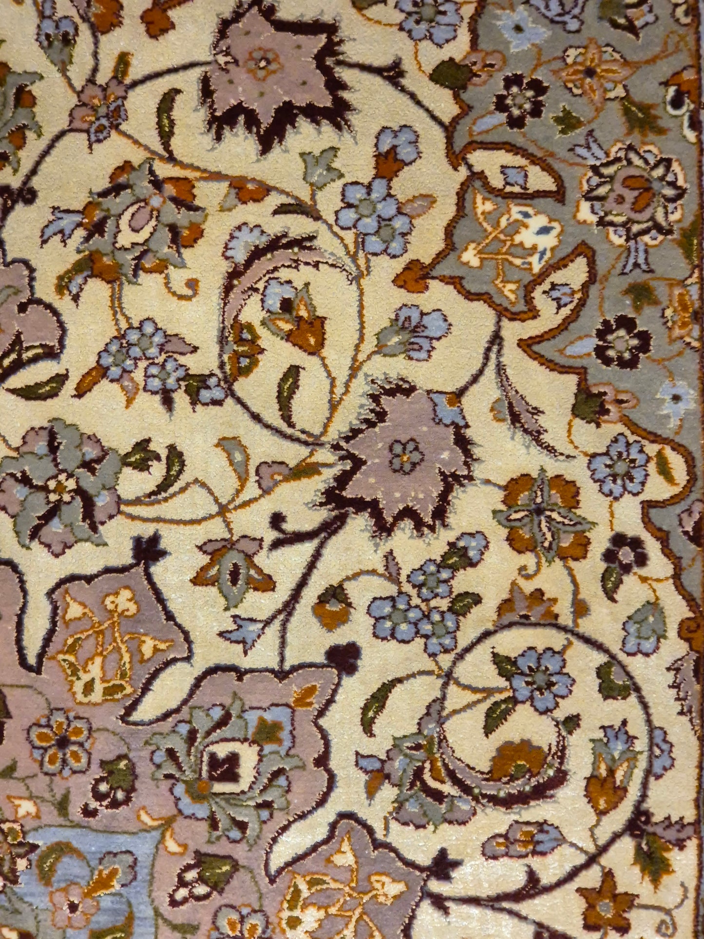 Isfahan Teppich Korkwolle mit Seide auf Seide feine Knüpfung