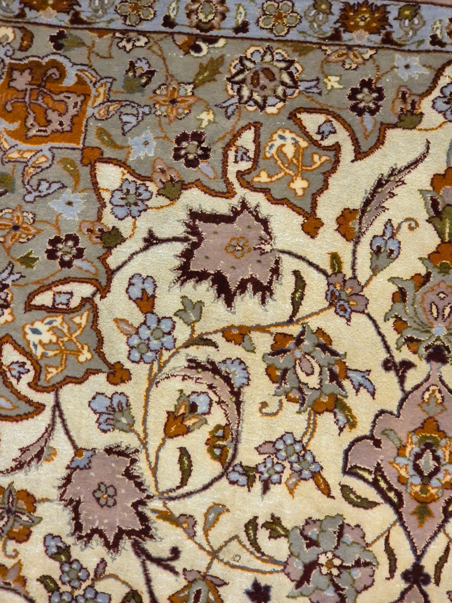 Isfahan Teppich Korkwolle mit Seide auf Seide feine Knüpfung