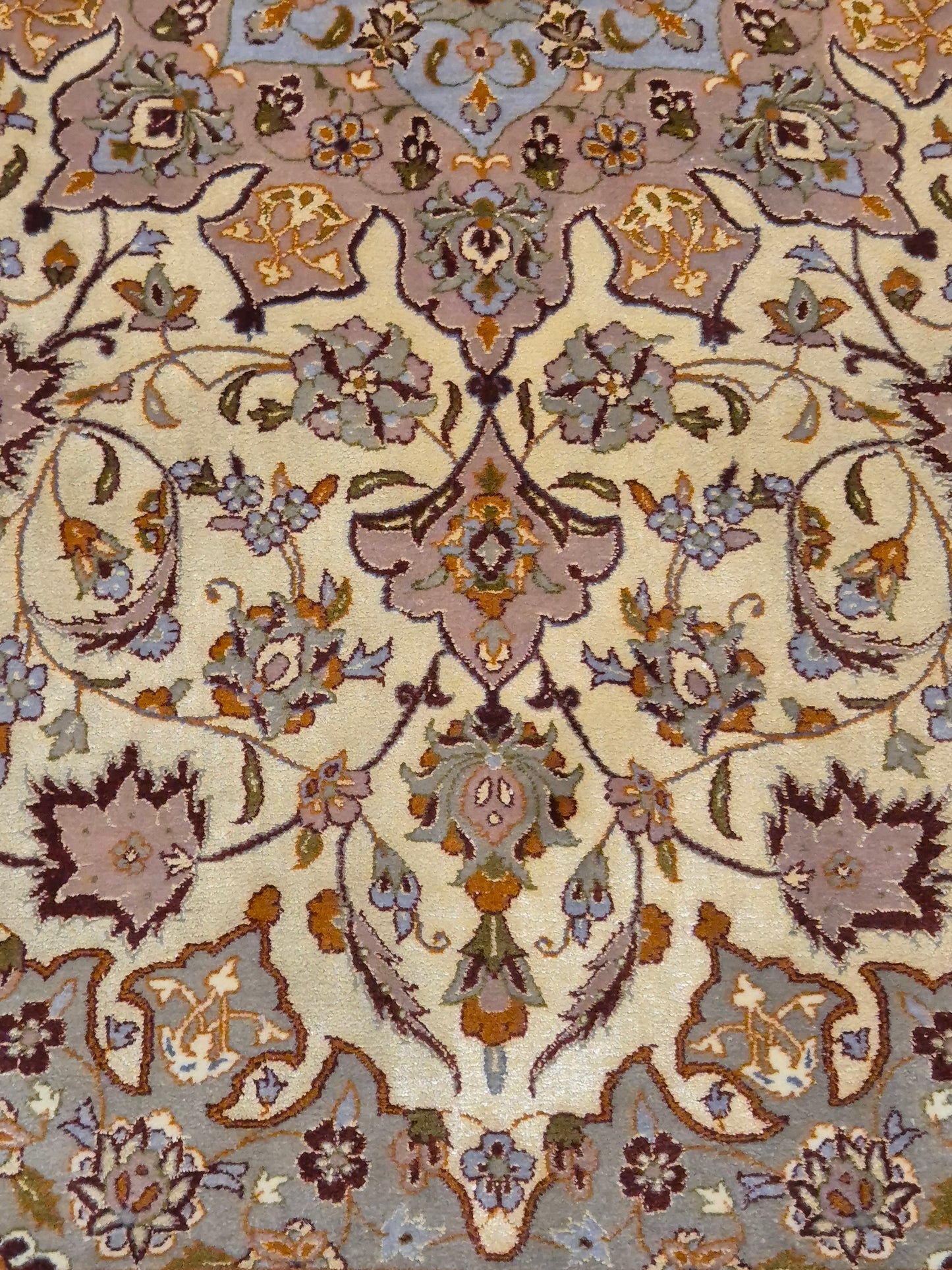 Isfahan Teppich Korkwolle mit Seide auf Seide feine Knüpfung