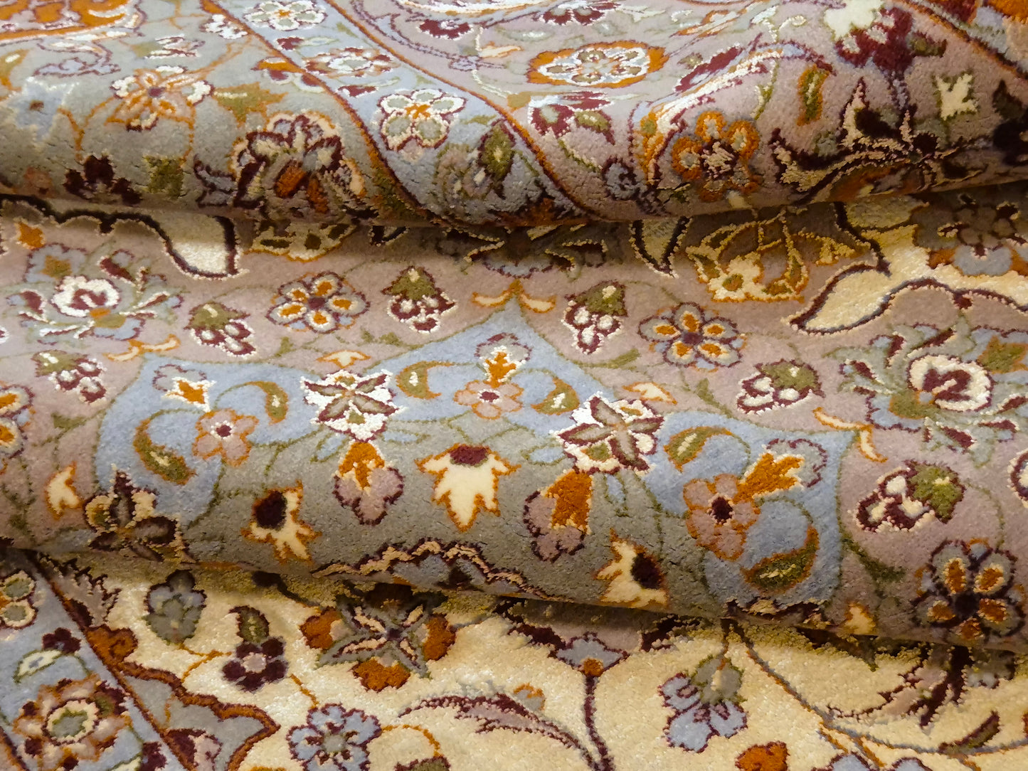 Isfahan Teppich Korkwolle mit Seide auf Seide feine Knüpfung