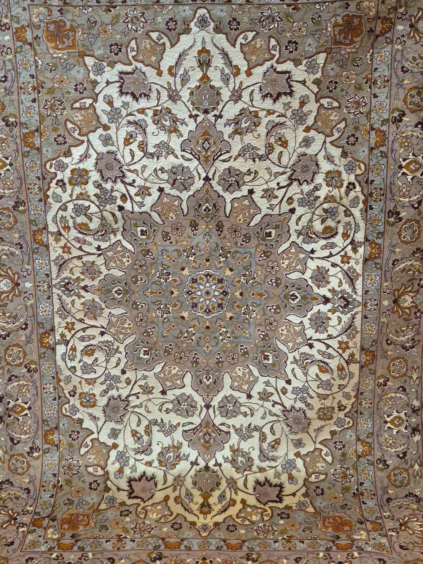 Isfahan Teppich Korkwolle mit Seide auf Seide feine Knüpfung