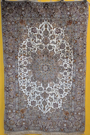 Isfahan Teppich Korkwolle mit Seide auf Seide feine Knüpfung