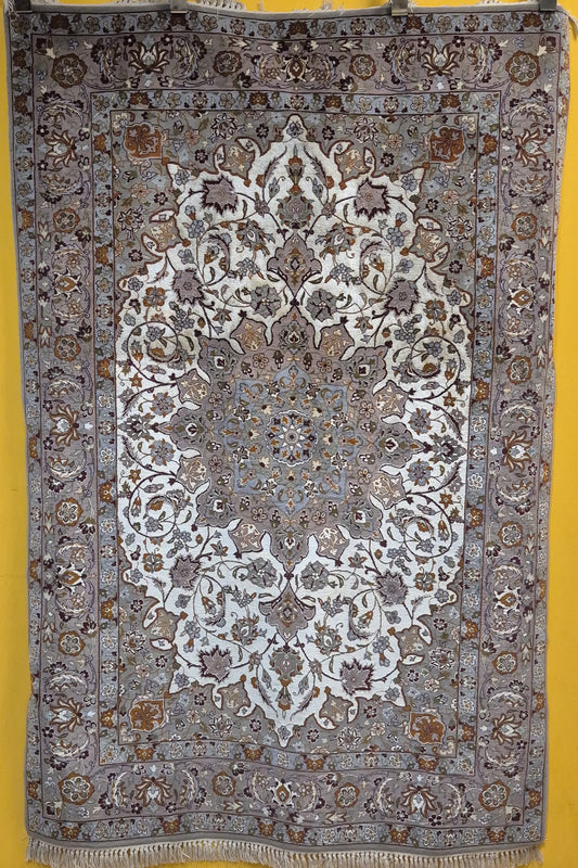 Isfahan Teppich Korkwolle mit Seide auf Seide feine Knüpfung