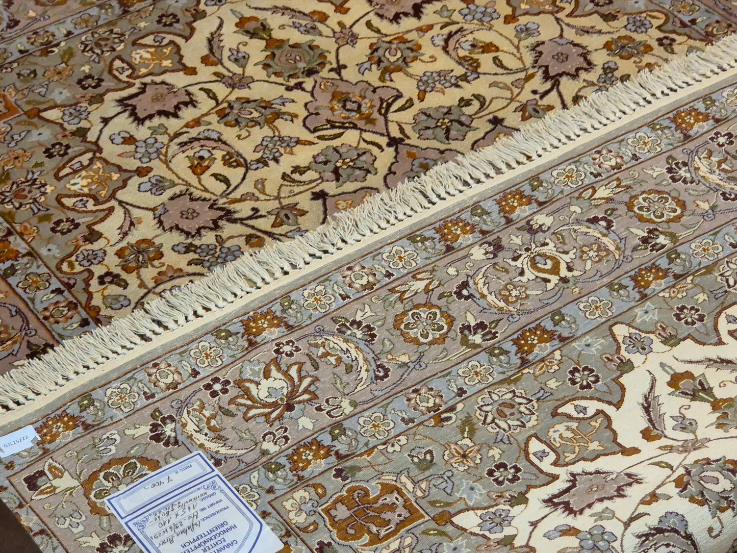 Isfahan Teppich Korkwolle mit Seide auf Seide feine Knüpfung