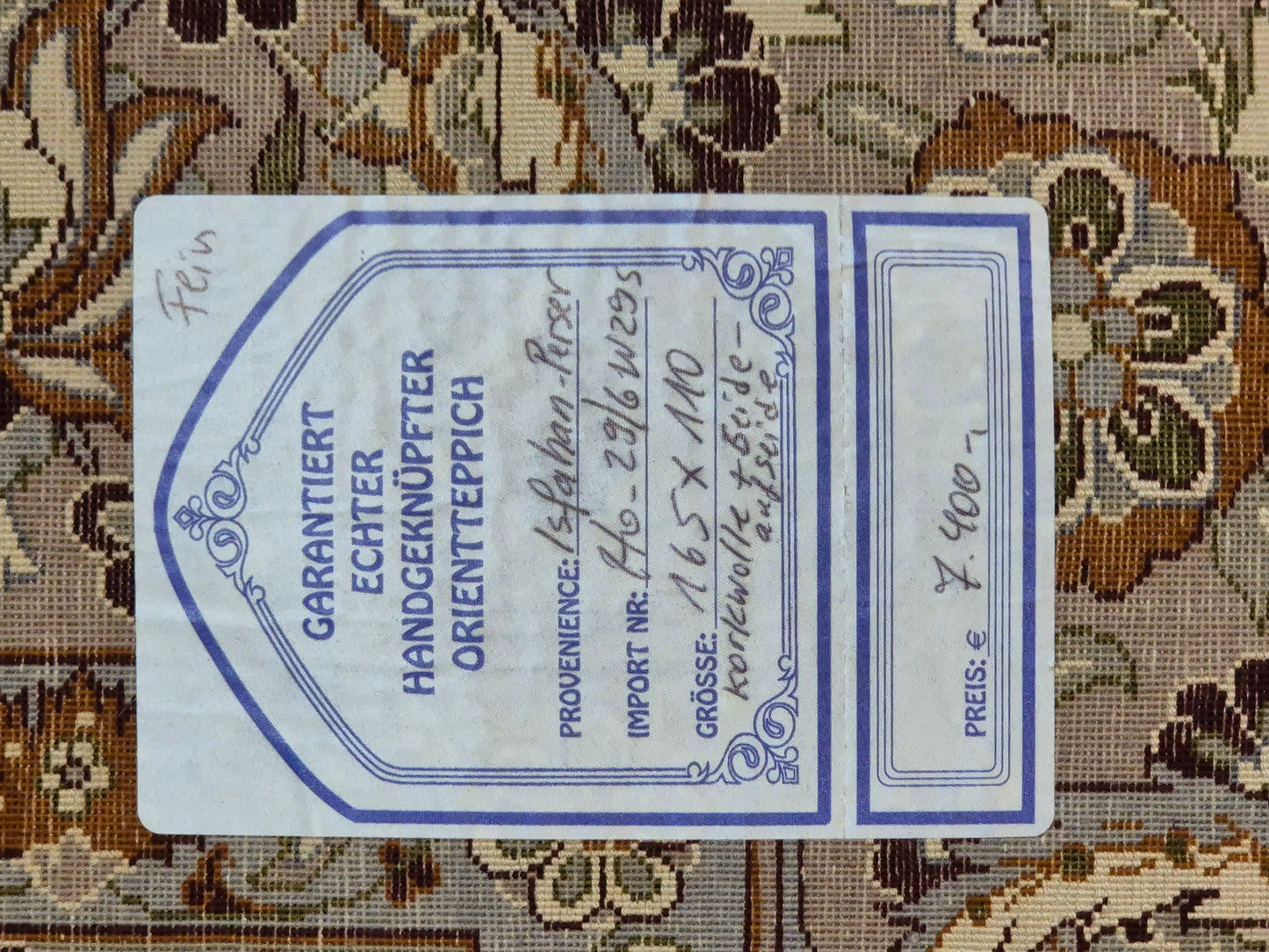 Isfahan Teppich Korkwolle mit Seide auf Seide feine Knüpfung