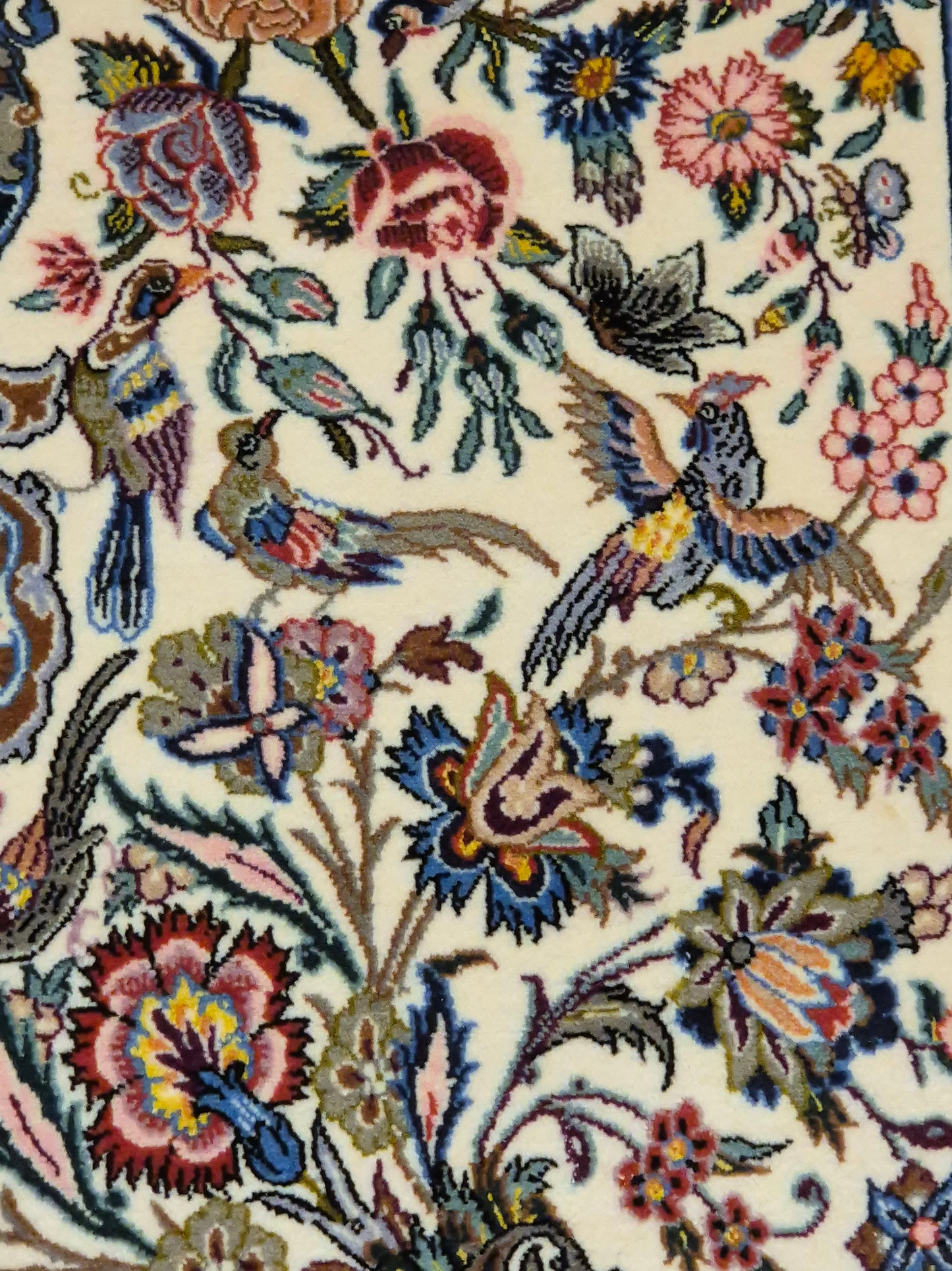 Isfahan Teppich Korkwolle Seide florales Medaillon feine Knüpfung