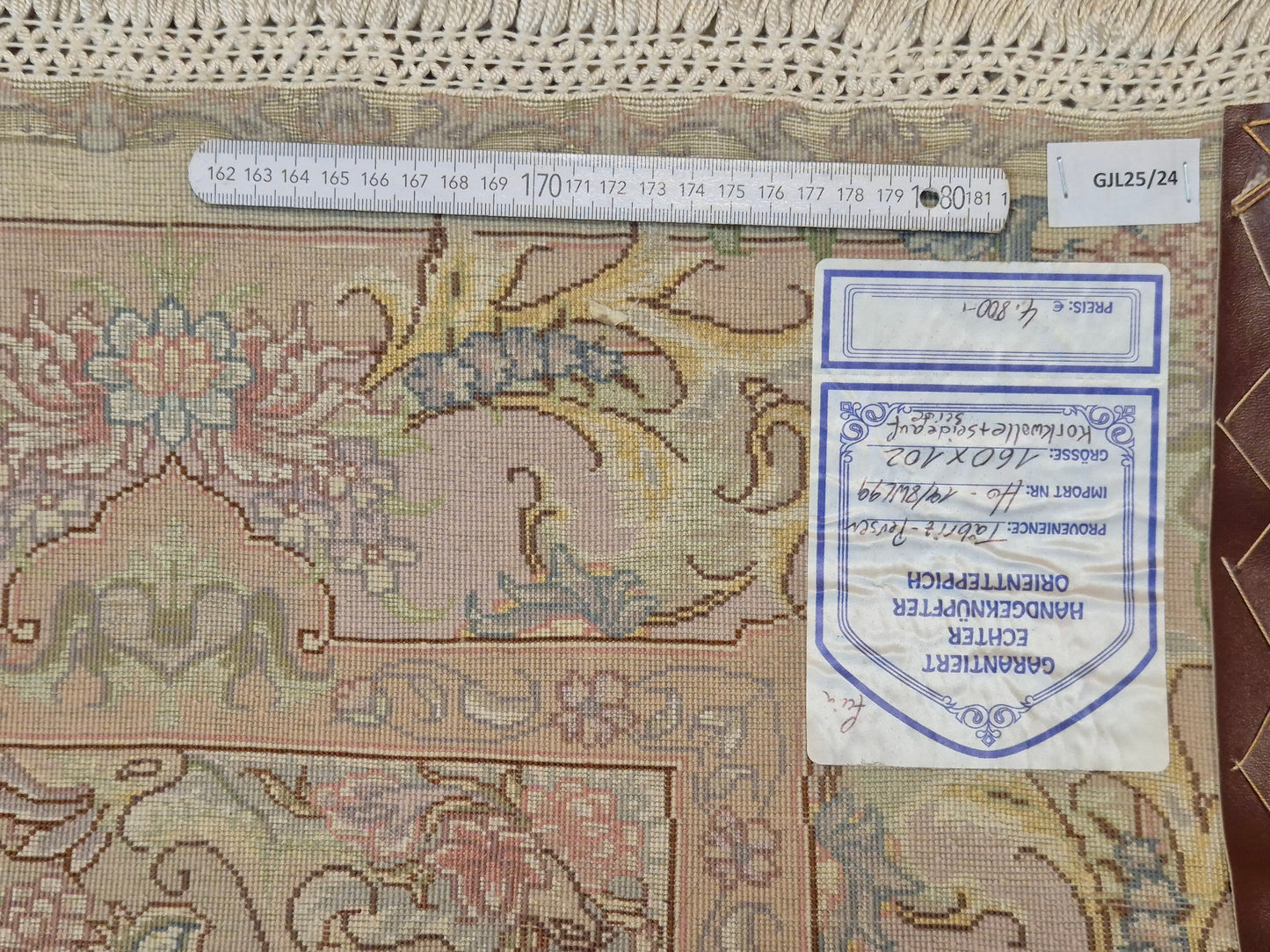 Täbriz Teppich Korkwolle Seide auf Seide feine Pastellfarben