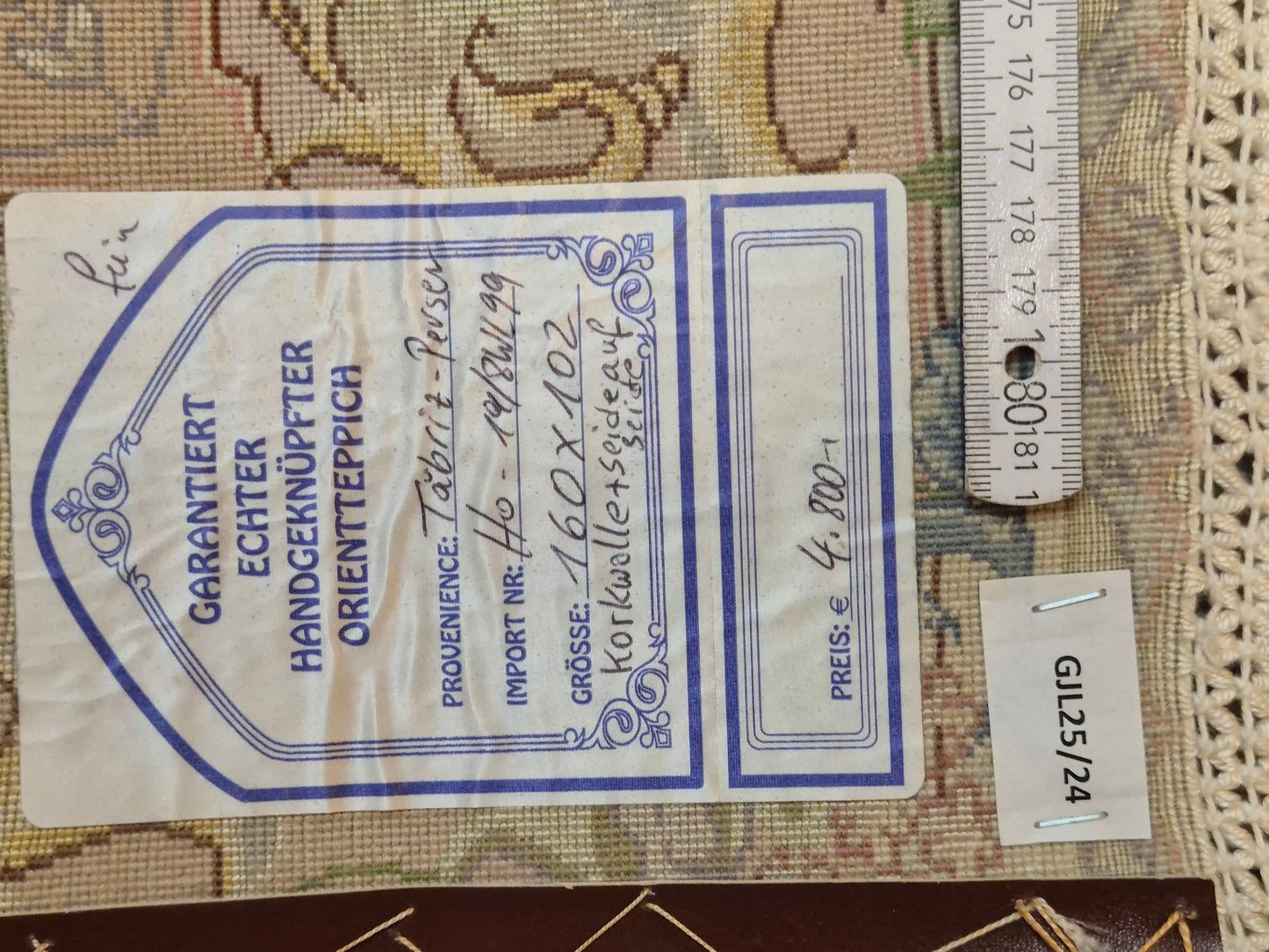 Täbriz Teppich Korkwolle Seide auf Seide feine Pastellfarben