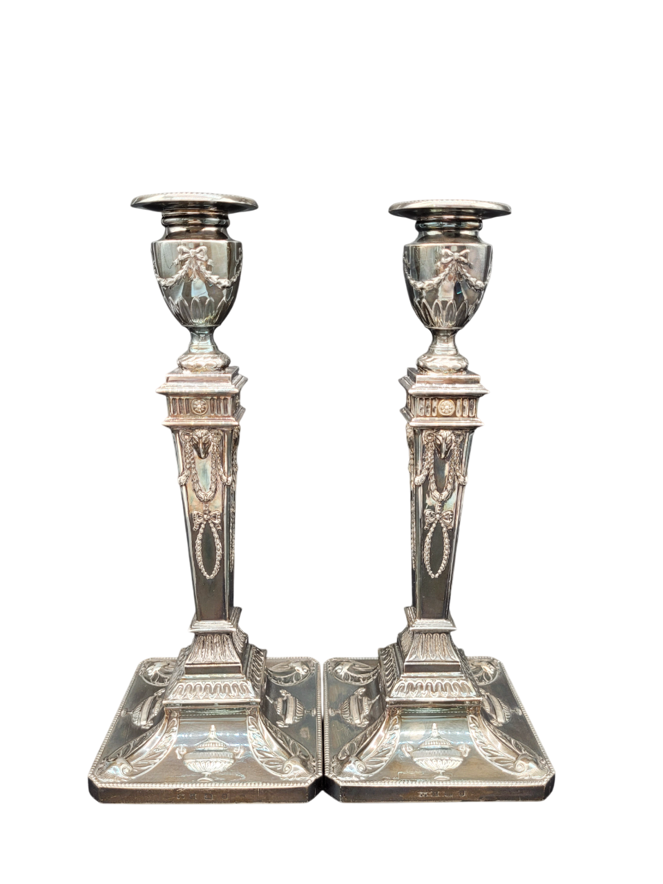 Paar Kerzenständer 925er Sterling Silber im Regency Stil Englische Meistermarke