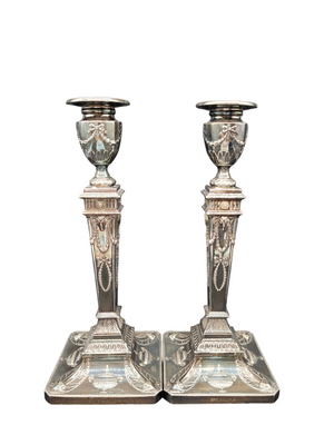 Paar Kerzenständer 925er Sterling Silber im Regency Stil Englische Meistermarke