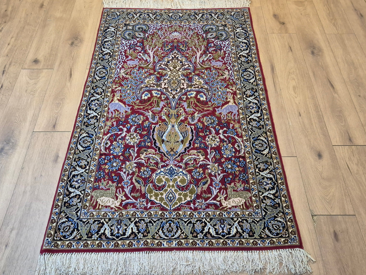 Isfahan Teppich Korkwolle Seide feine Handknüpfung