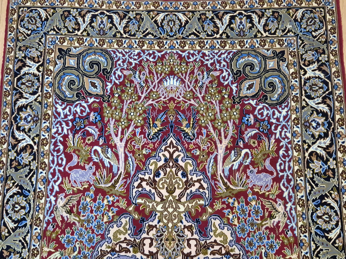 Isfahan Teppich Korkwolle Seide feine Handknüpfung