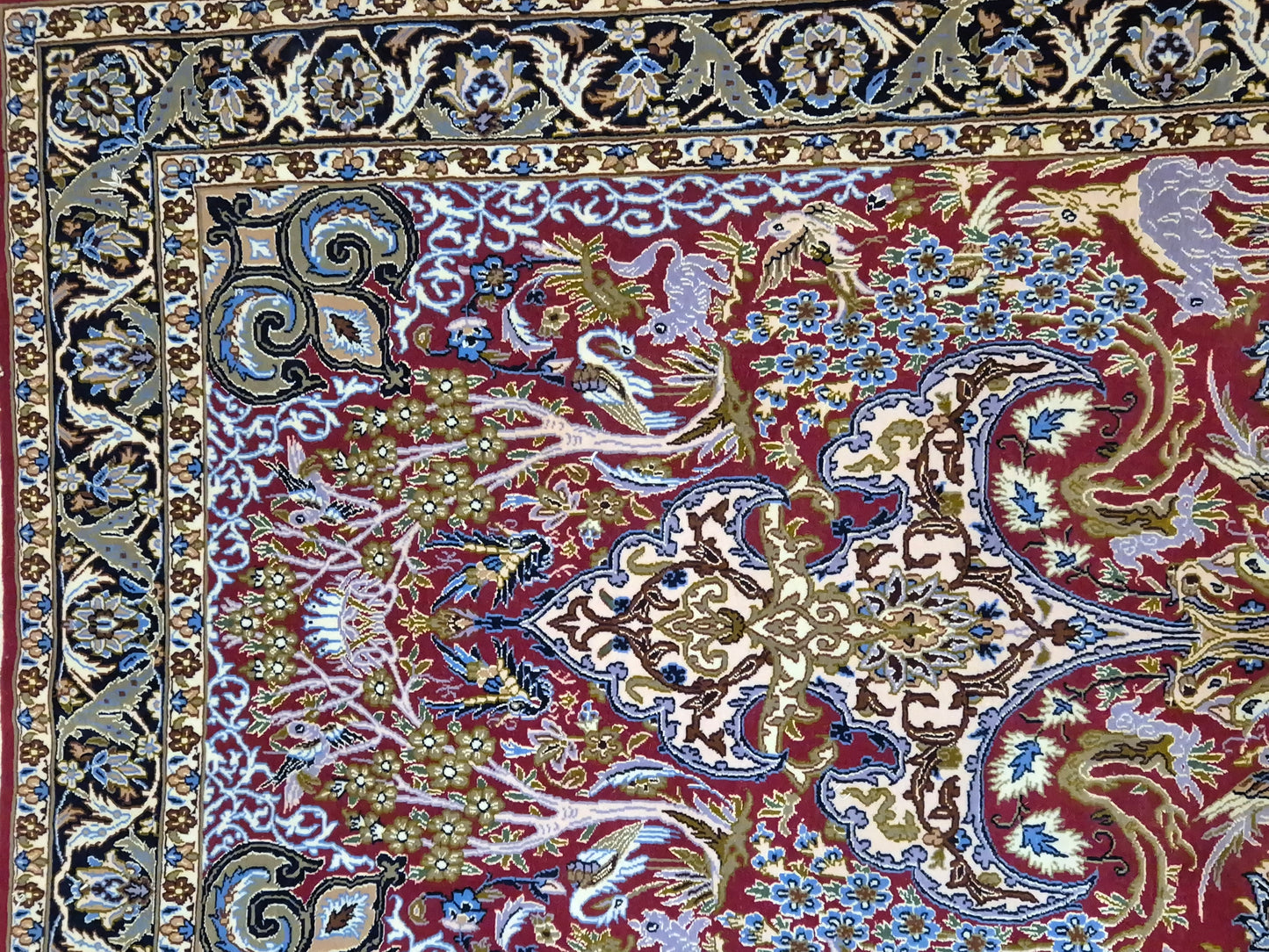 Isfahan Teppich Korkwolle Seide feine Handknüpfung