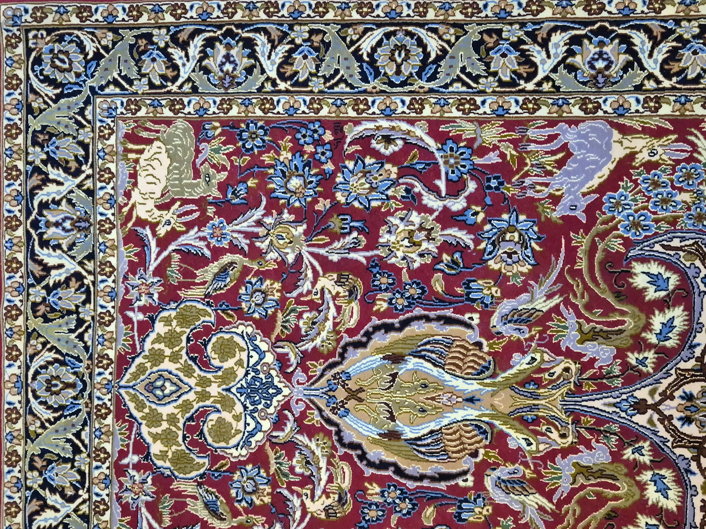 Isfahan Teppich Korkwolle Seide feine Handknüpfung