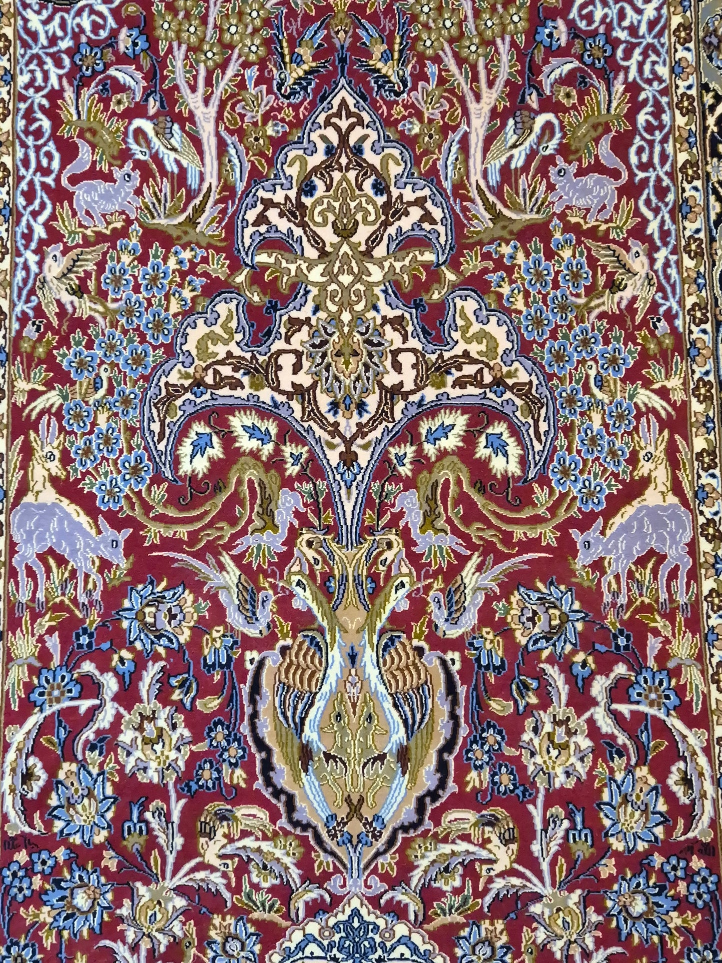 Isfahan Teppich Korkwolle Seide feine Handknüpfung