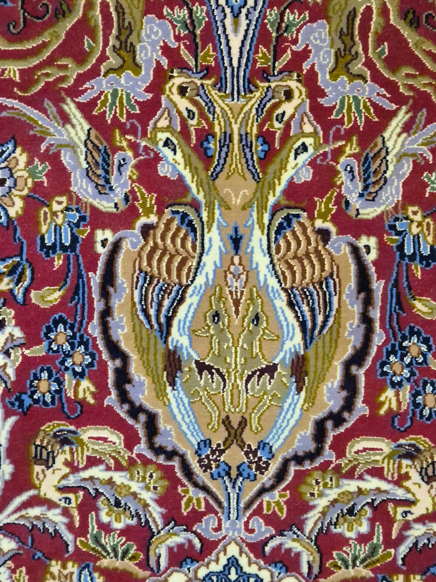 Isfahan Teppich Korkwolle Seide feine Handknüpfung