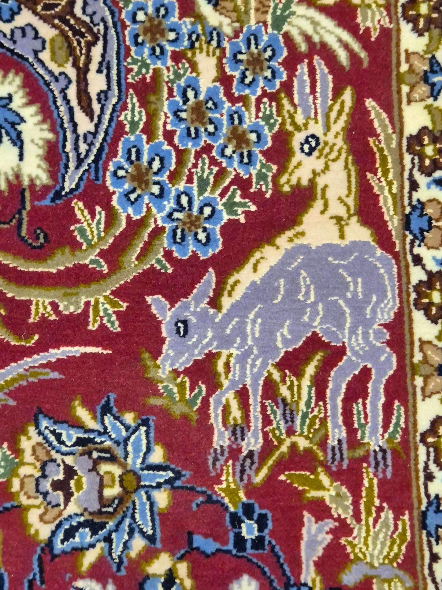 Isfahan Teppich Korkwolle Seide feine Handknüpfung