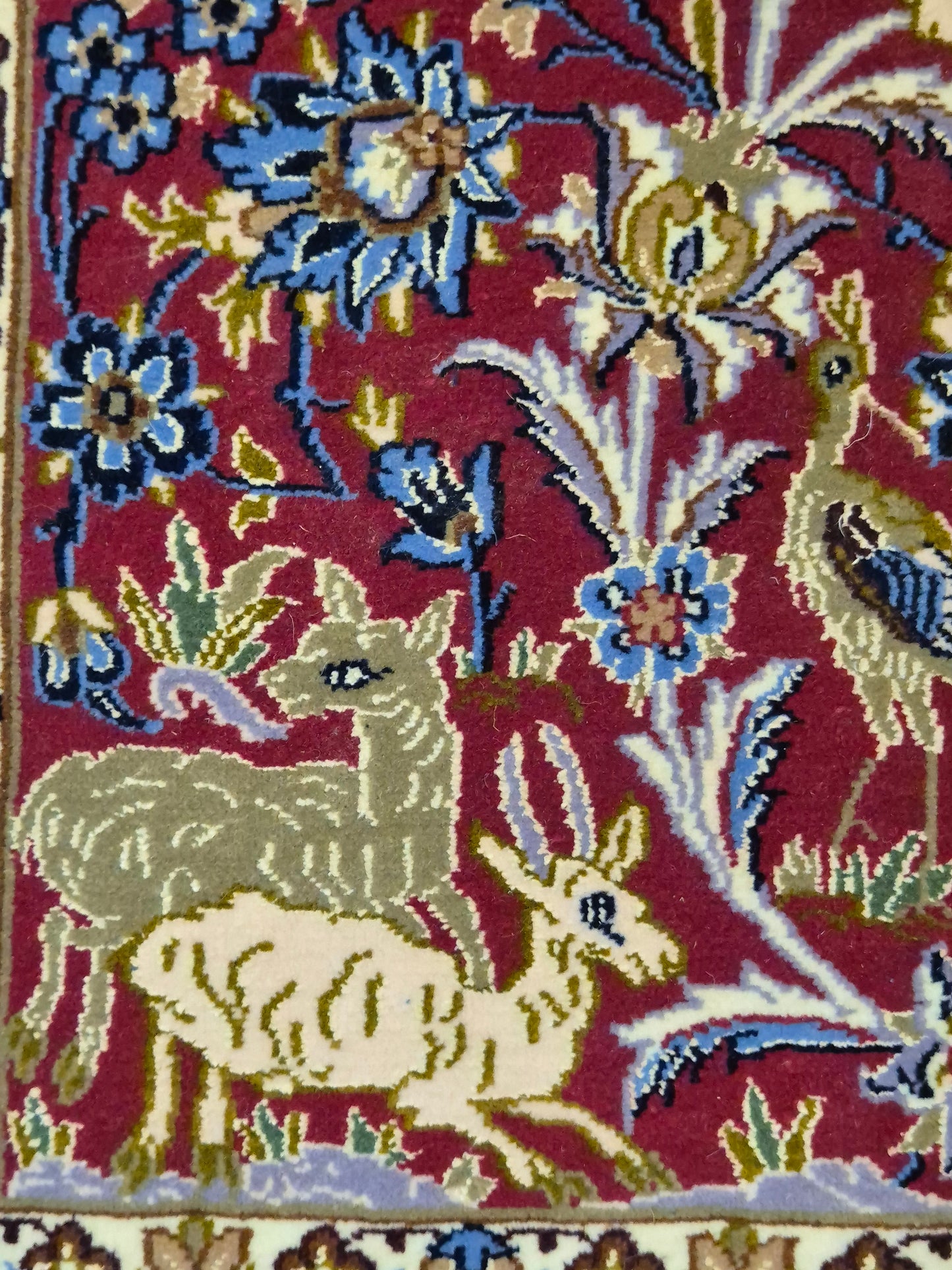 Isfahan Teppich Korkwolle Seide feine Handknüpfung