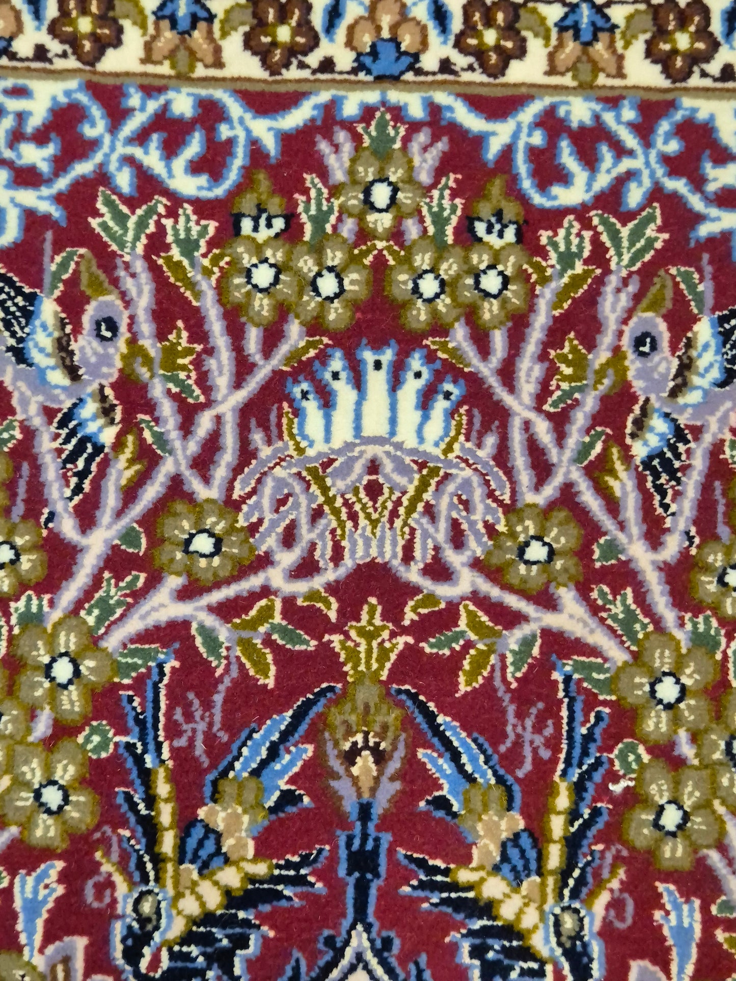 Isfahan Teppich Korkwolle Seide feine Handknüpfung