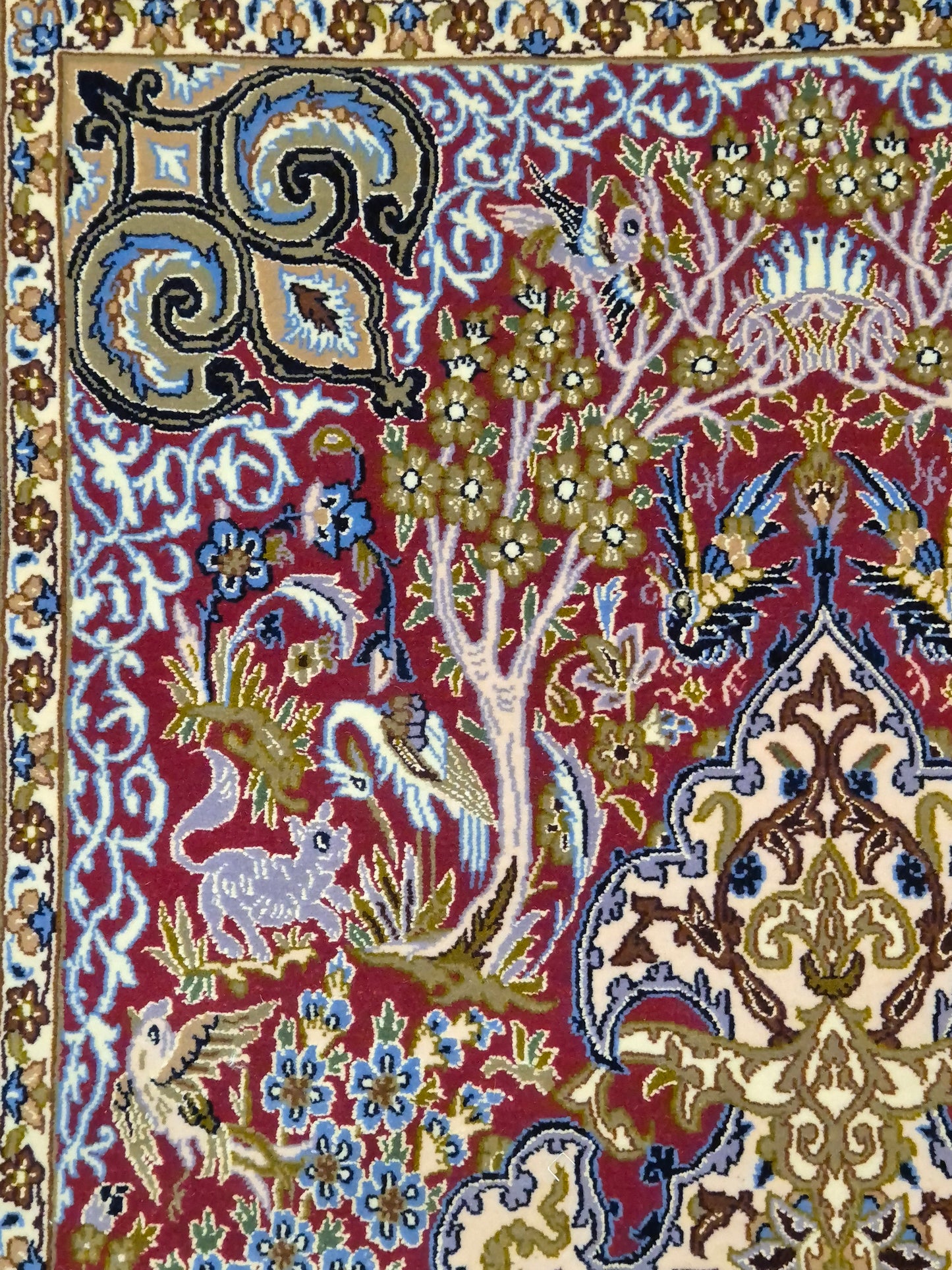 Isfahan Teppich Korkwolle Seide feine Handknüpfung