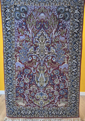 Isfahan Teppich Korkwolle Seide feine Handknüpfung