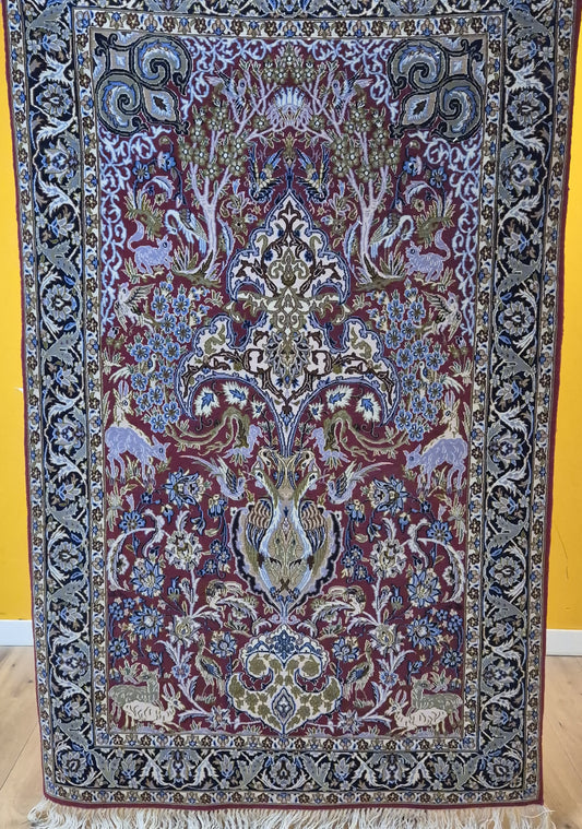 Isfahan Teppich Korkwolle Seide feine Handknüpfung