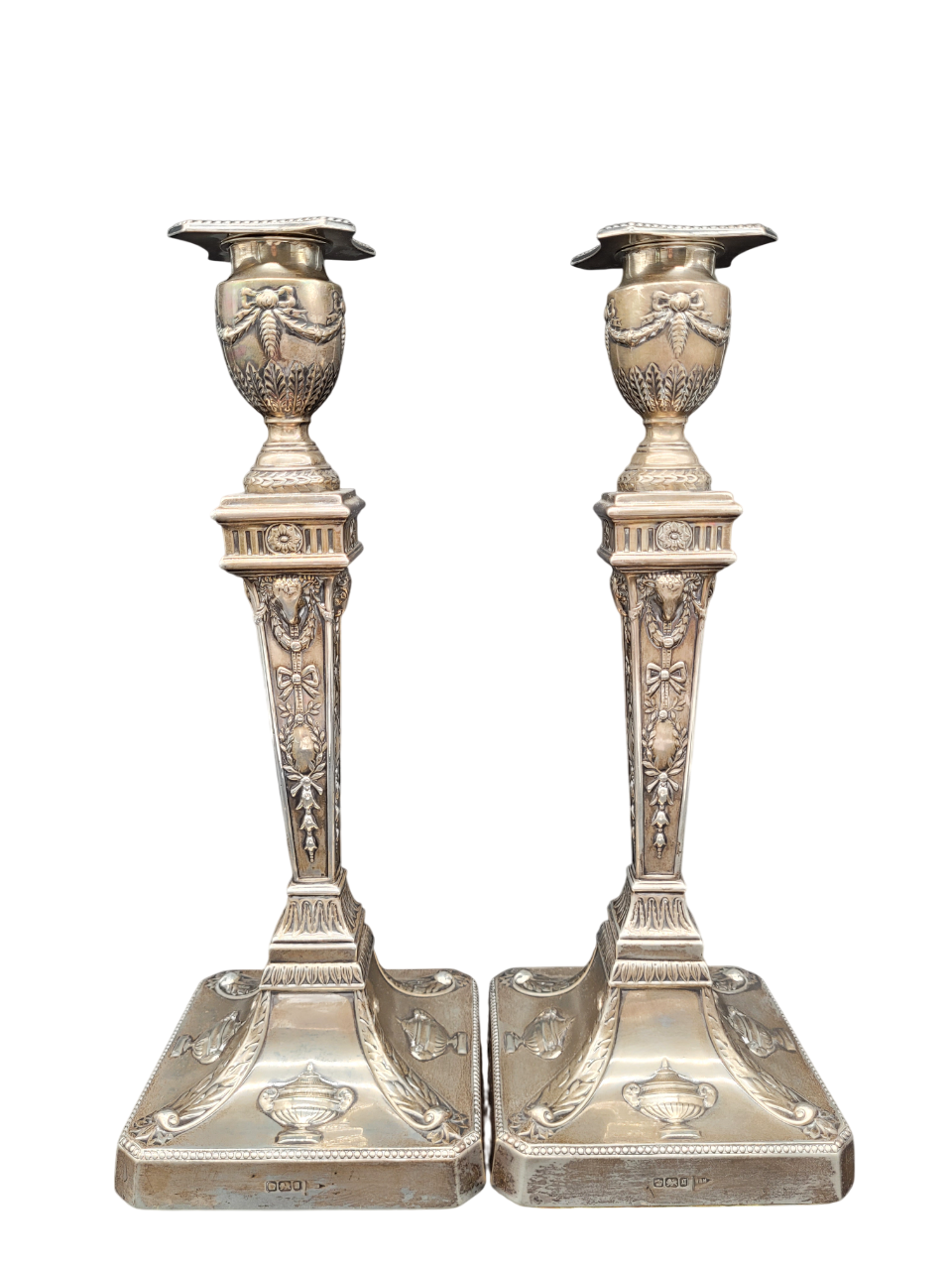 Set Kerzenständer 925er Sterling Silber im Regency Stil Englische Meistermarke