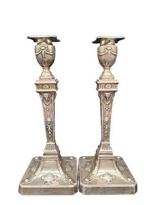 Set Kerzenständer 925er Sterling Silber im Regency Stil Englische Meistermarke