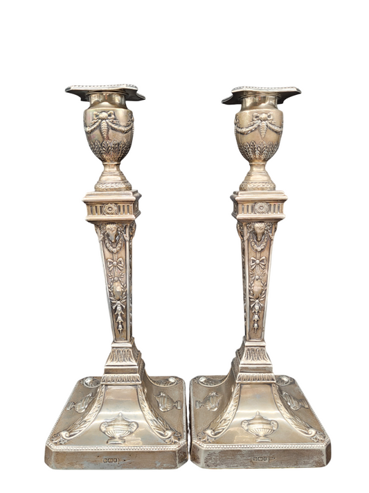 Set Kerzenständer 925er Sterling Silber im Regency Stil Englische Meistermarke